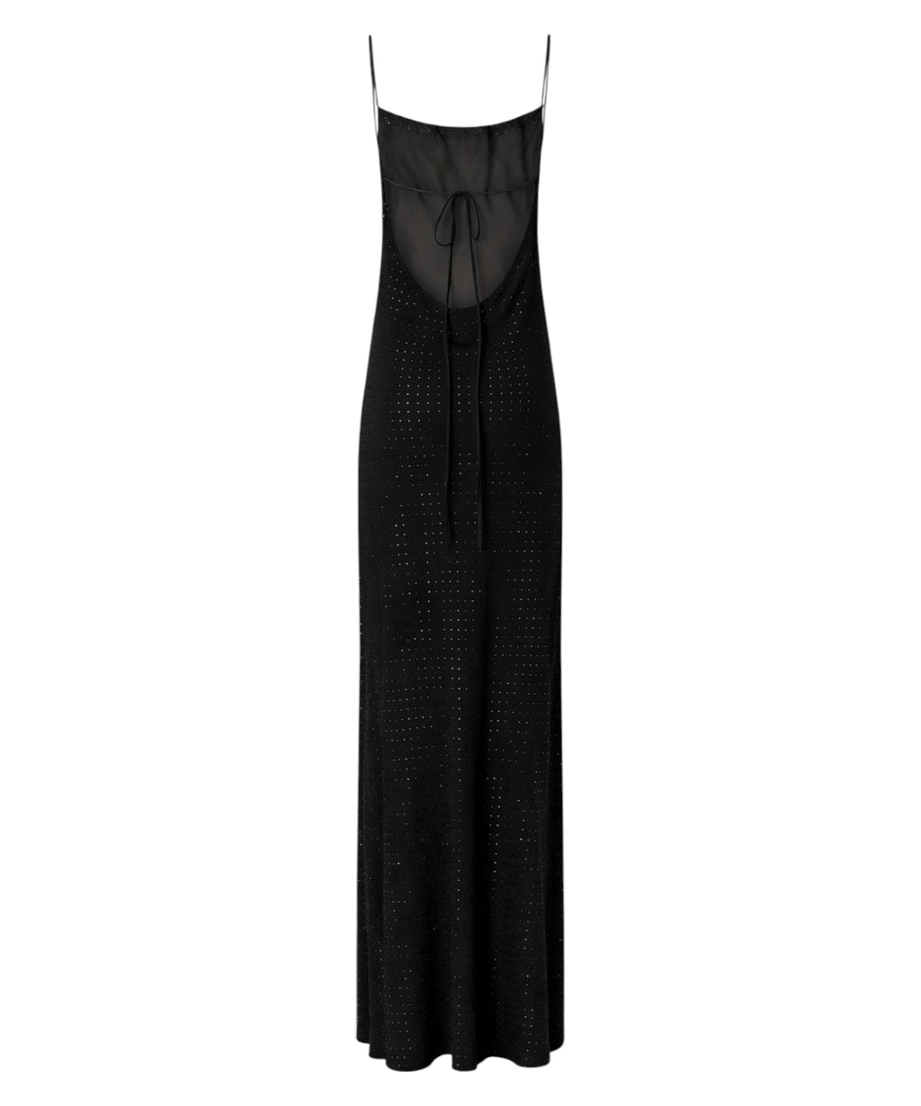 PINKO Long Slip Dress with Rhinestones