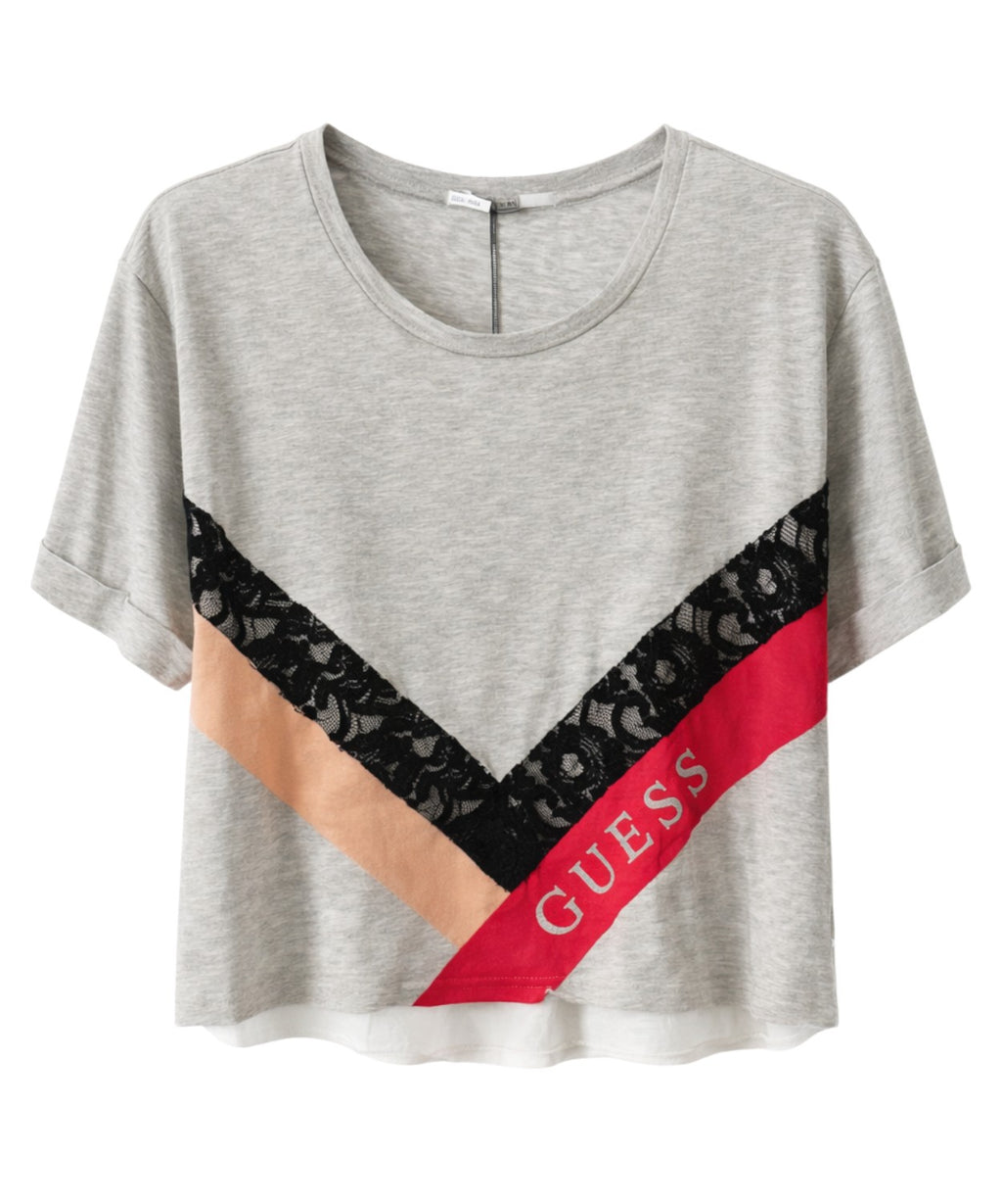 Guess crop top with lace inserts