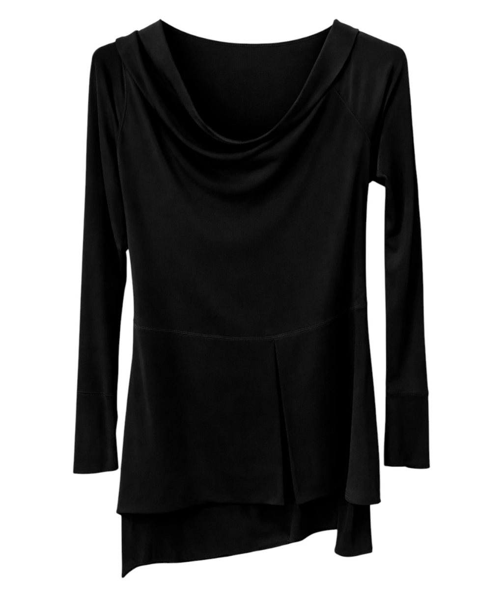 Asymmetric cowl neck dress