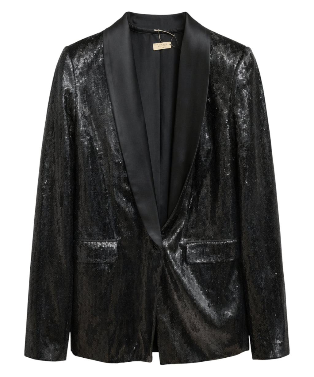 Elegante lamé blazer Liu Jo met satijnen revers