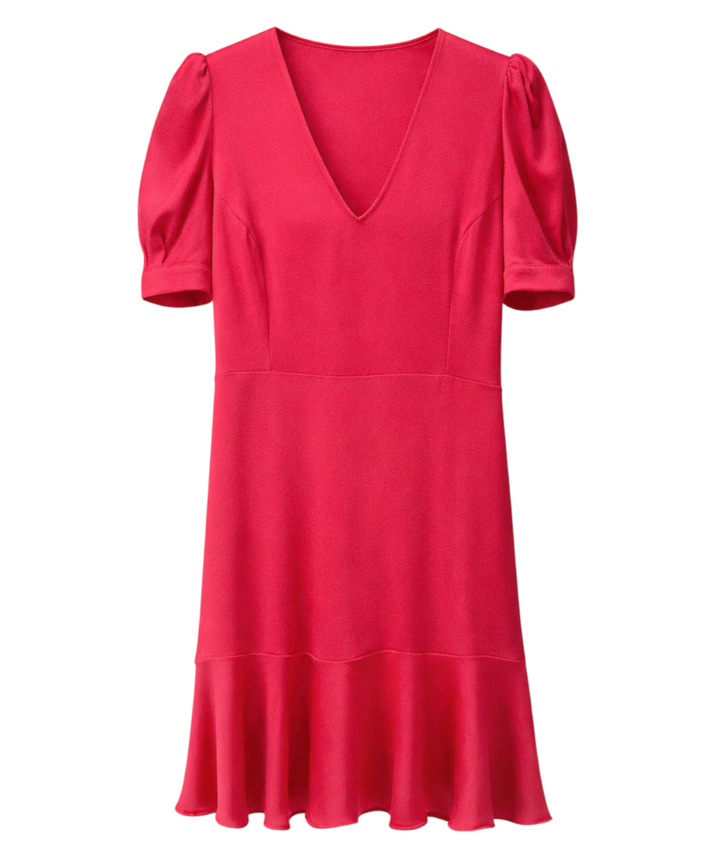 Satin Twinset Dress with Puff Sleeves