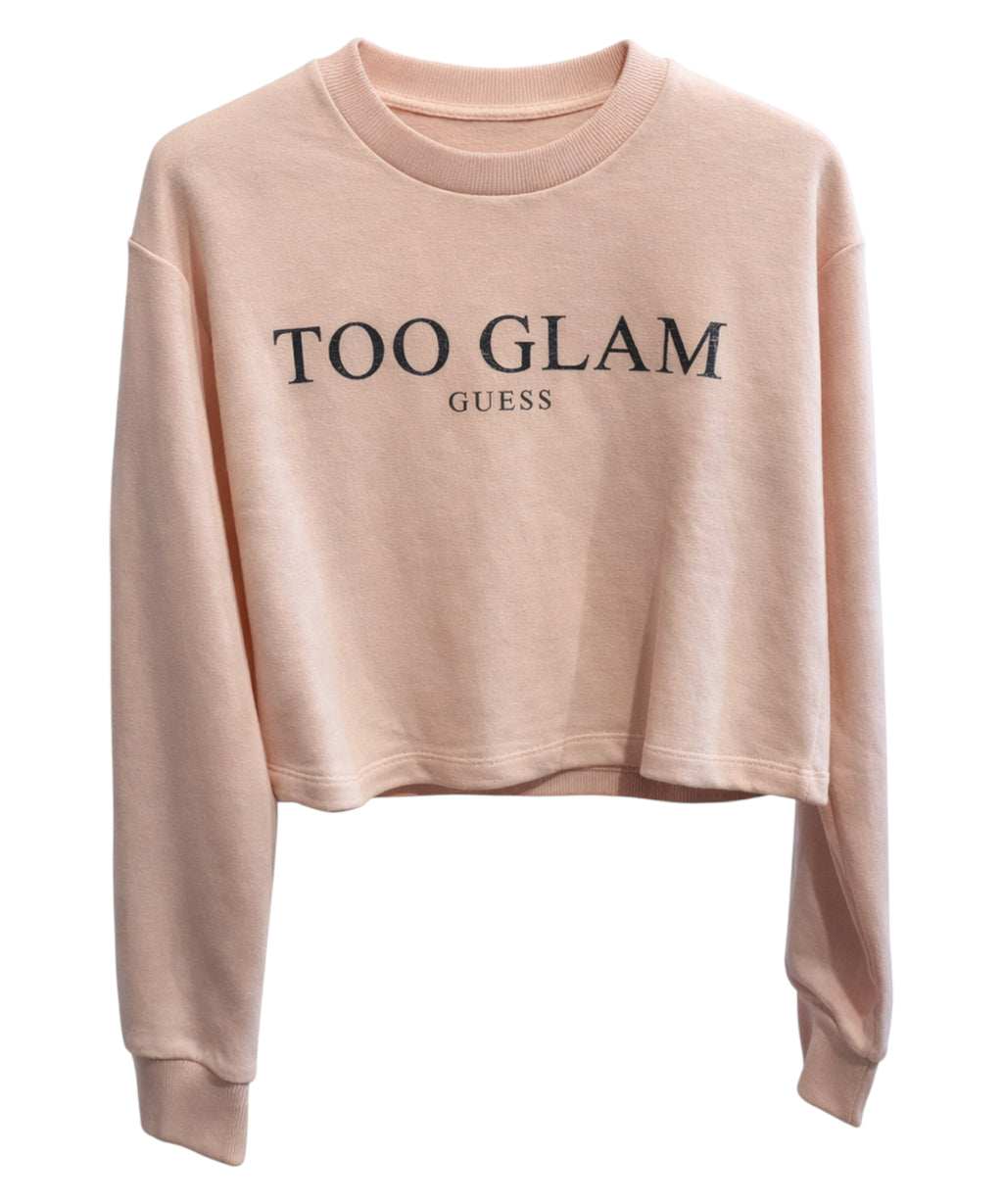 Guess crop sweatshirt with TOO GLAM print