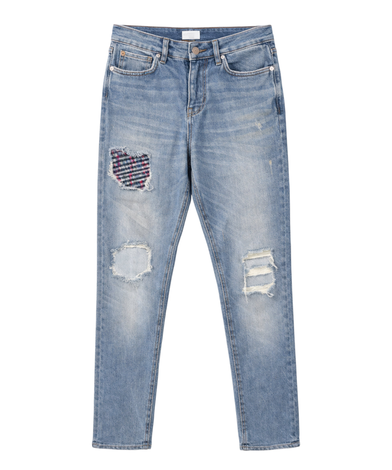 Jeans Emporio Armani con strappi e patch decorativa