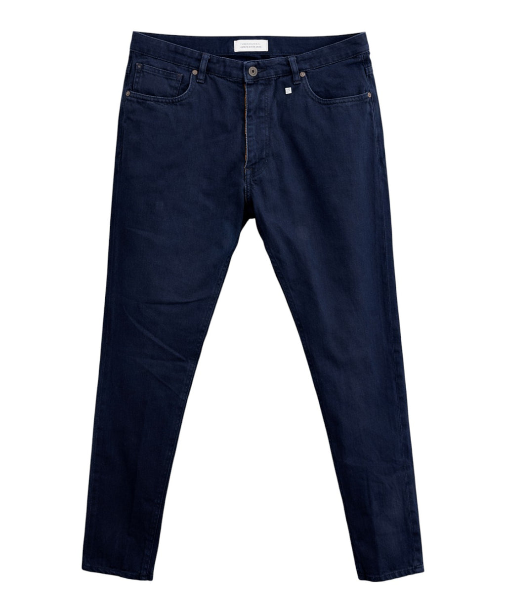 Blue slim fit cotton trousers Not to Be Found