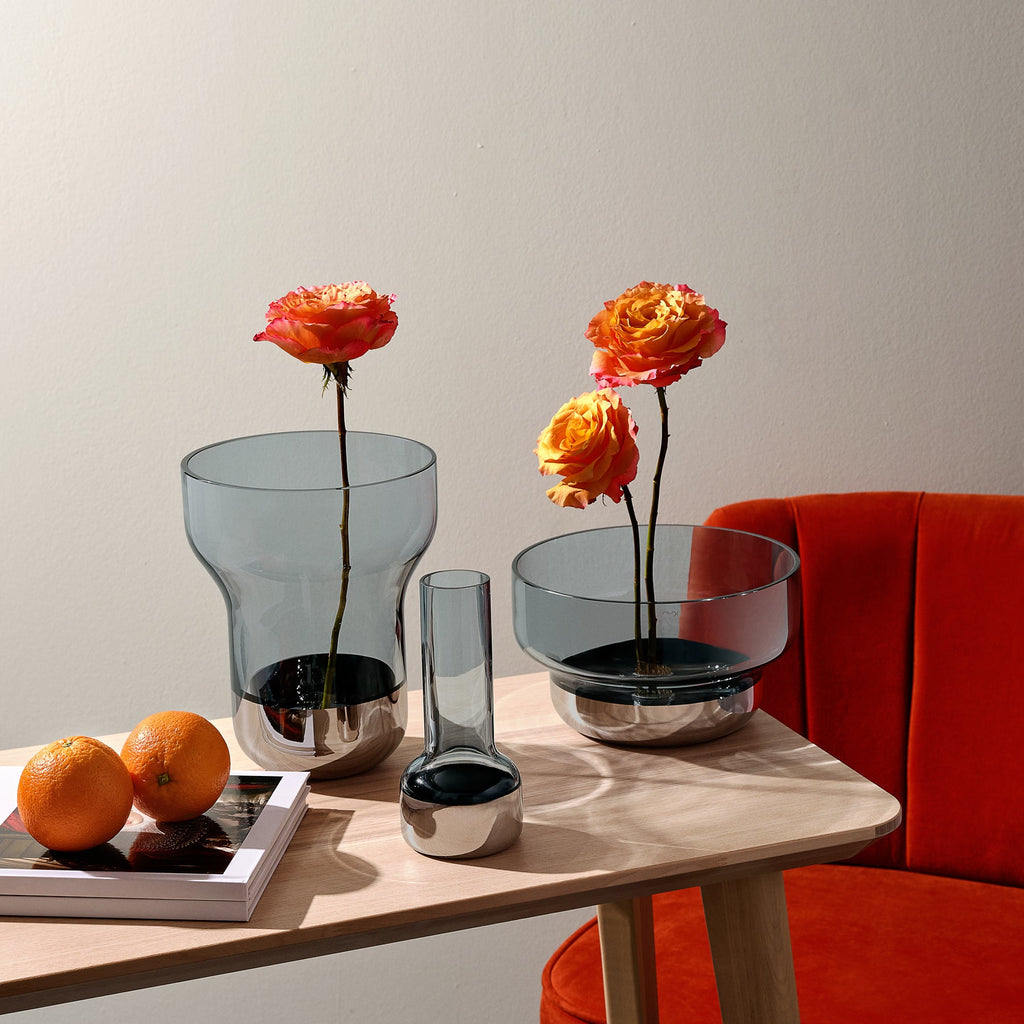Contour Vase Wide Steel Blue-NUDE EU-Vase-Vittorio Citro Boutique