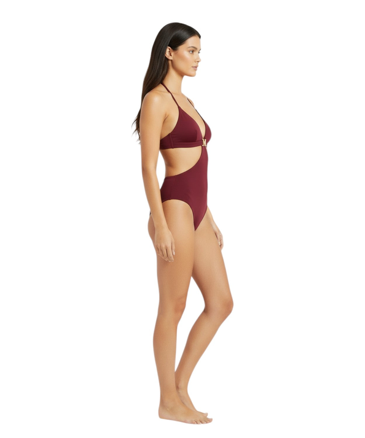Max Mara Cambra cut-out one-piece swimsuit with metallic details