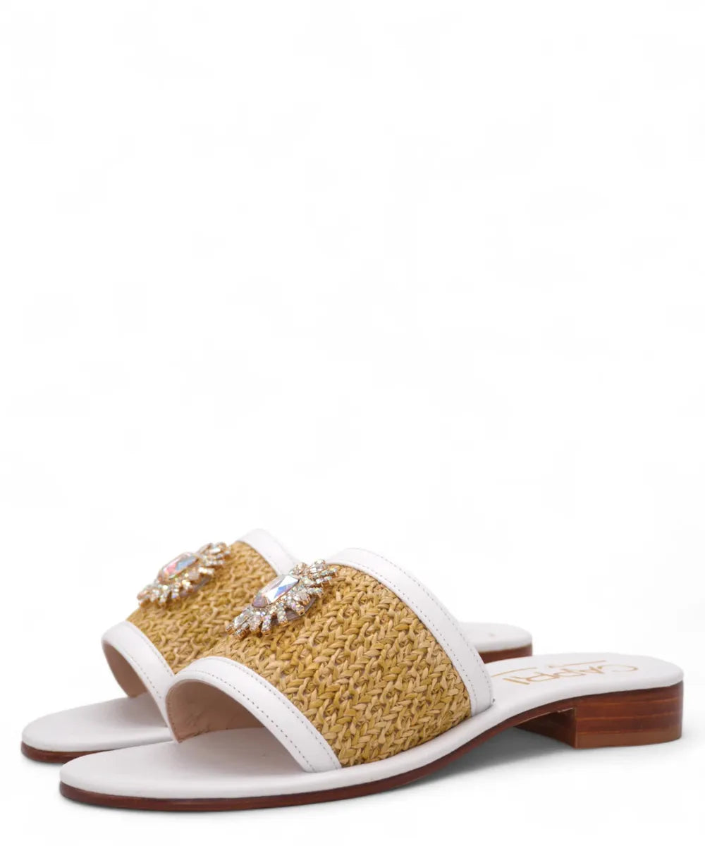 Pantofolina Caprese in Raffia Intrecciata-Capri Vittorio Citro-Ciabatte-Vittorio Citro Boutique