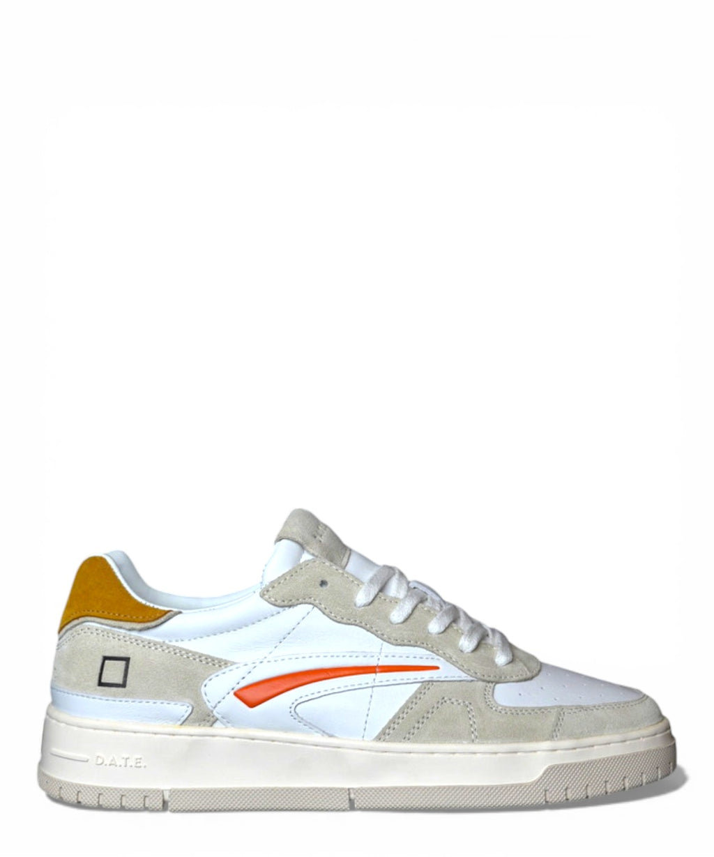 D.A.T.E. Tournament Pure Calf White Yellow Sneakers