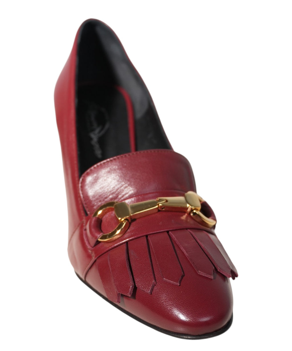 Czółenka damskie z nappa w kolorze rubinowym - Franco Russo