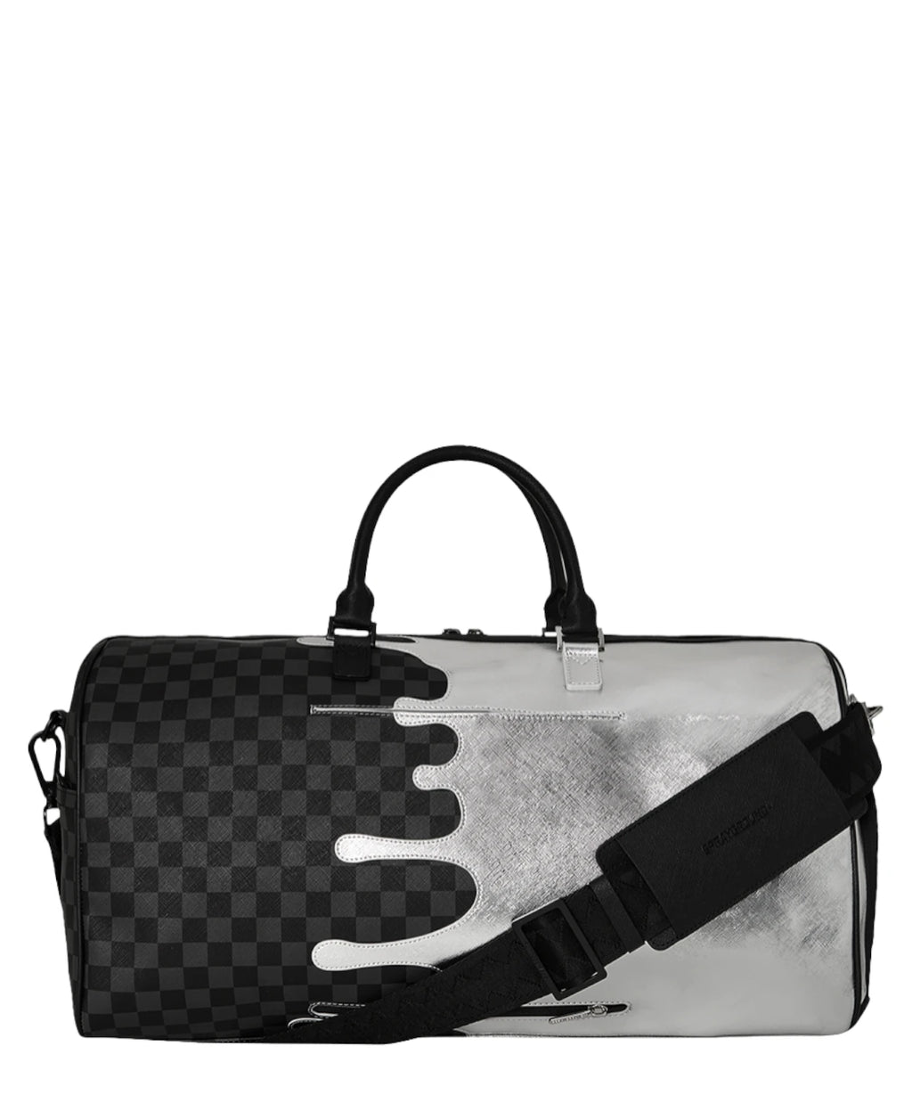 Borsone Sprayground Silver Side Drip Black Check Large