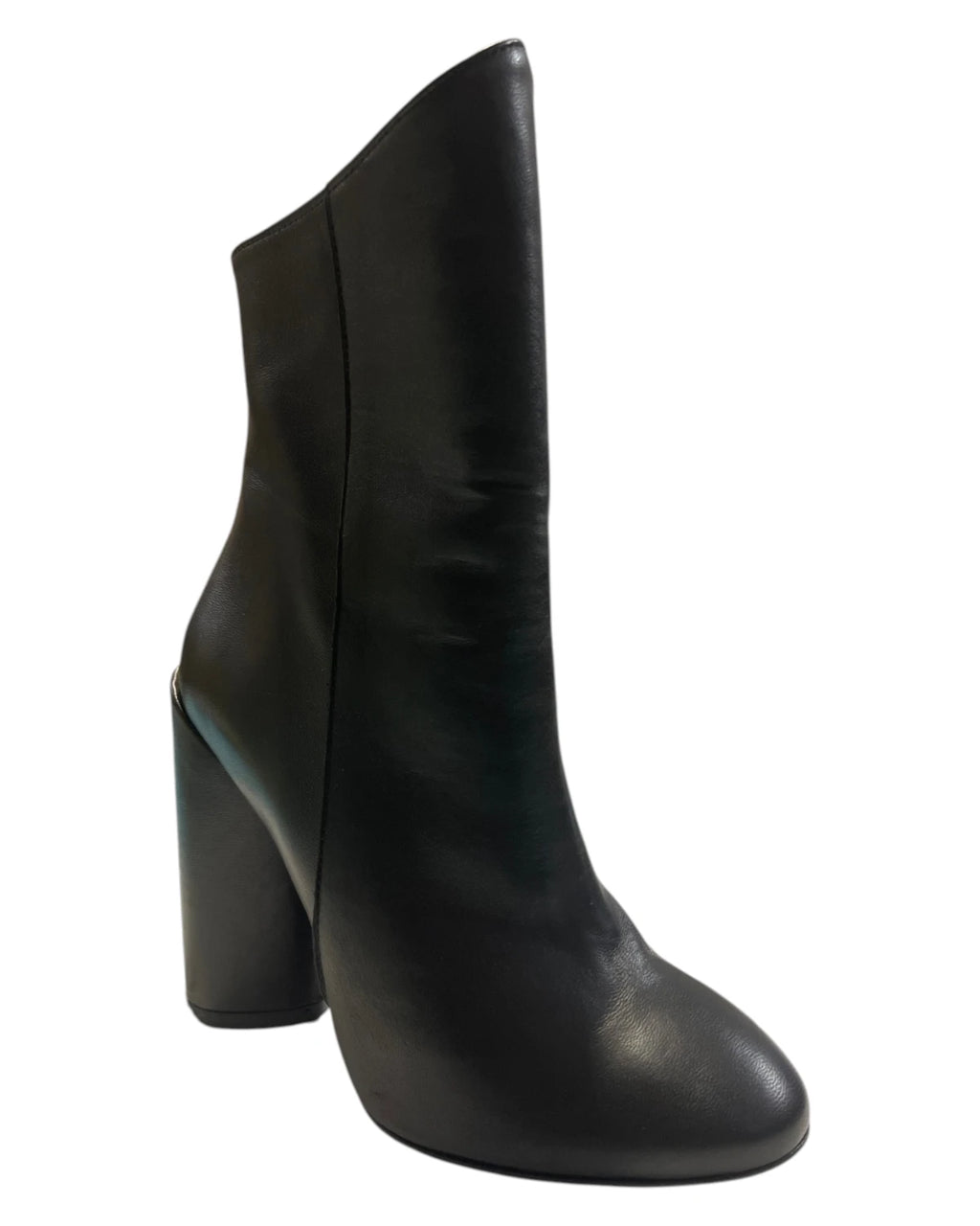 Marc Ellis Women's Black Leather Boot with Side Zip and Block Heel
