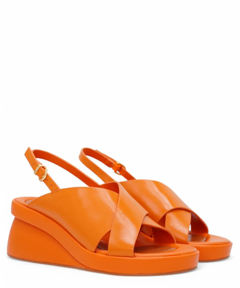 Sandalo con Zeppa in Pelle e Fasce ad Incrocio-Vivien Lee-Sandali-Vittorio Citro Boutique