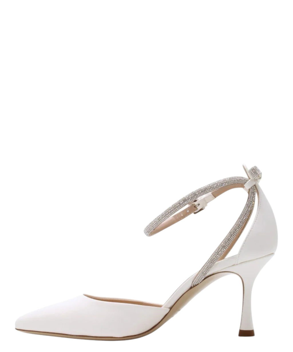 Décolleté in Soft Nappa with Strap and Rhinestones