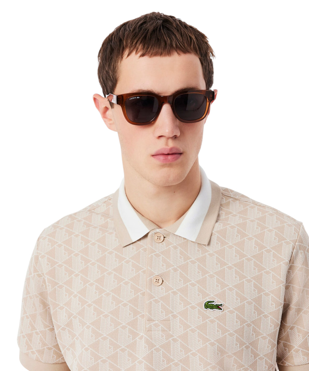 Men's Jacquard Monogram Lacoste Polo Shirt