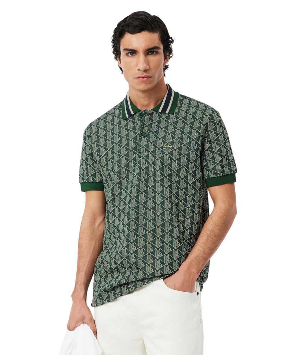 Men's Jacquard Monogram Lacoste Polo Shirt