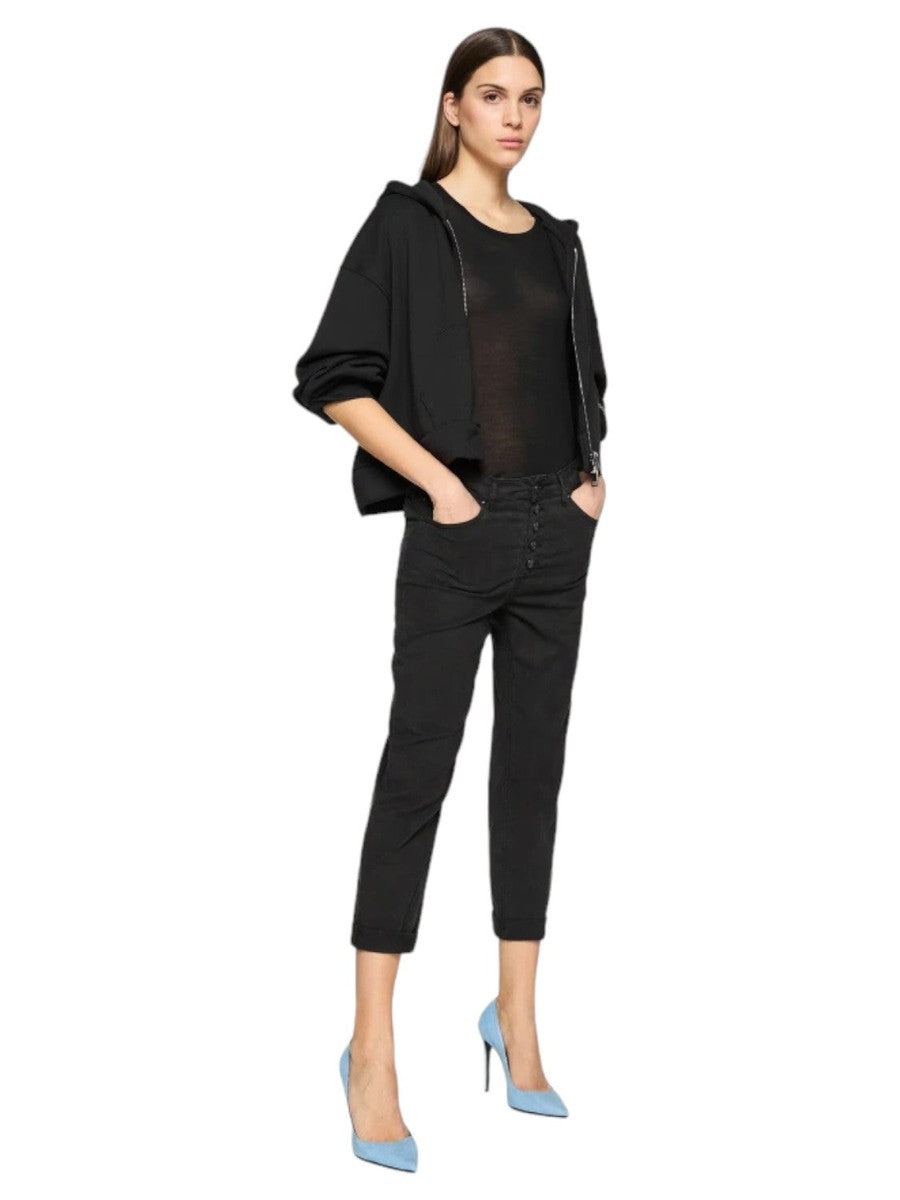 Pantaloni Crop Dritti Koons con Bottoni Cristallo-Pantaloni-Dondup-Vittorio Citro Boutique