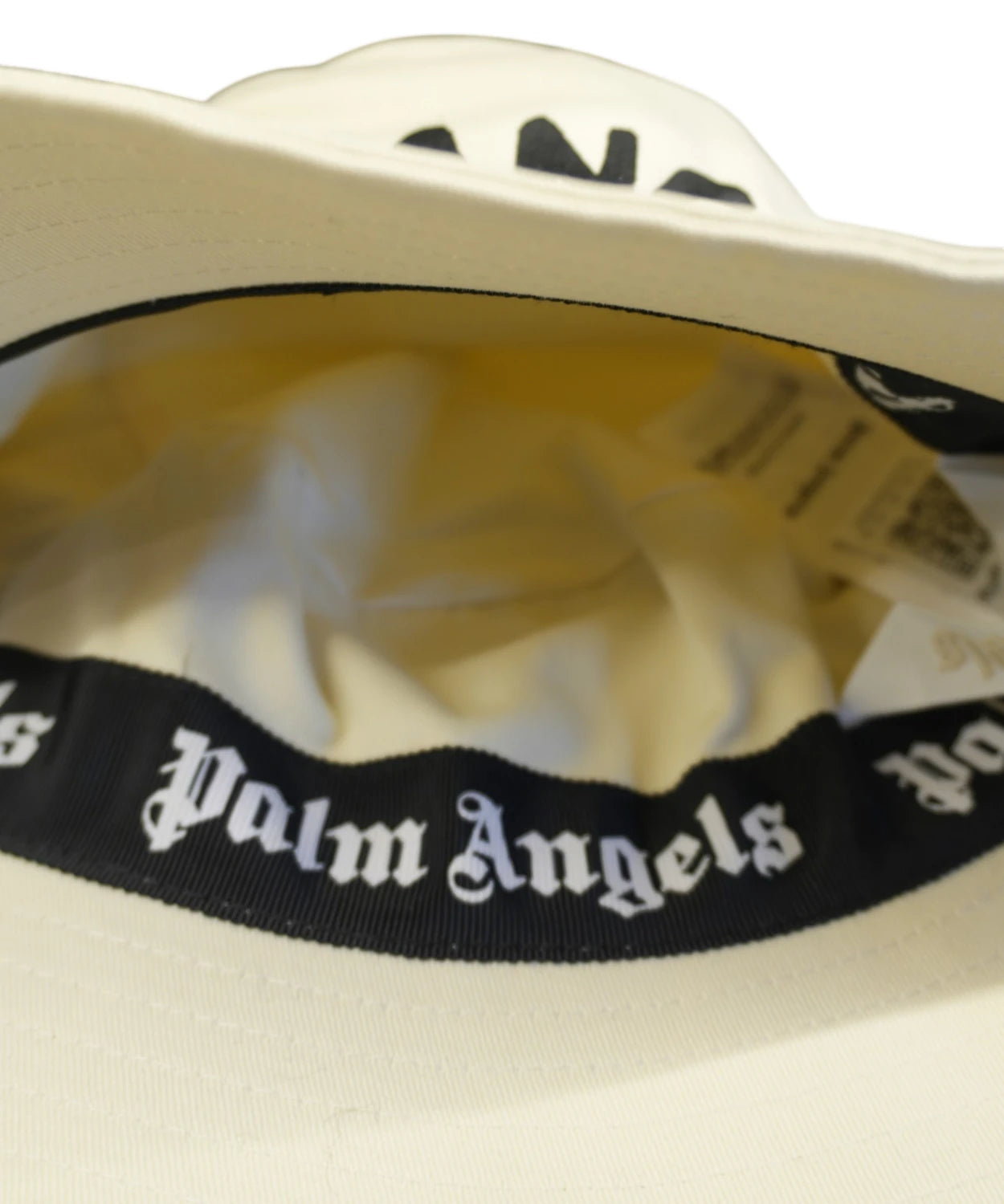 Bucket Hat Palm Angels Bianco con Logo Nero