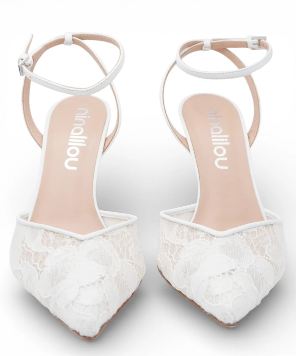 Ninalilou Amy White Nappa Bridal Shoes
