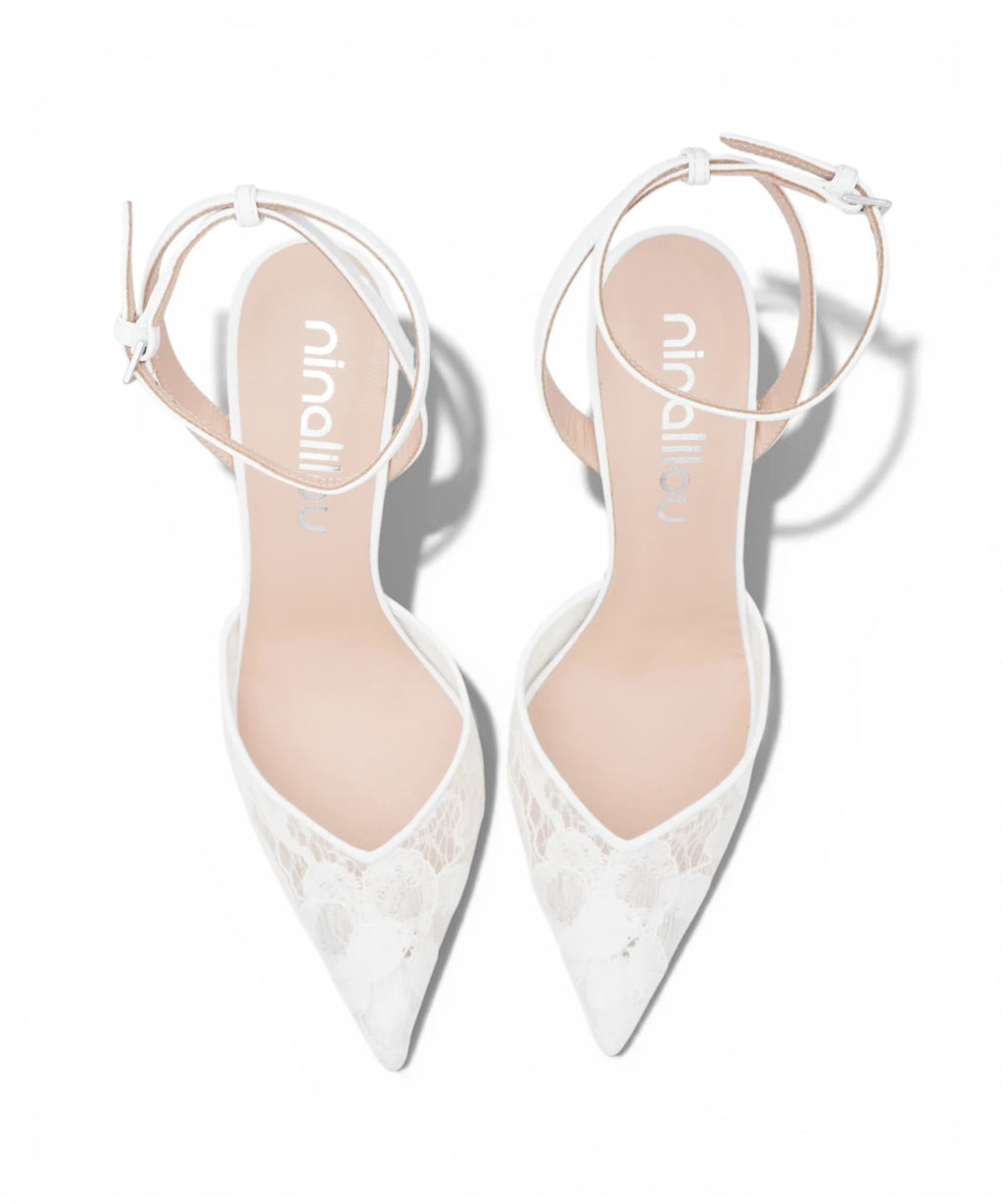 Ninalilou Amy White Nappa Bridal Shoes