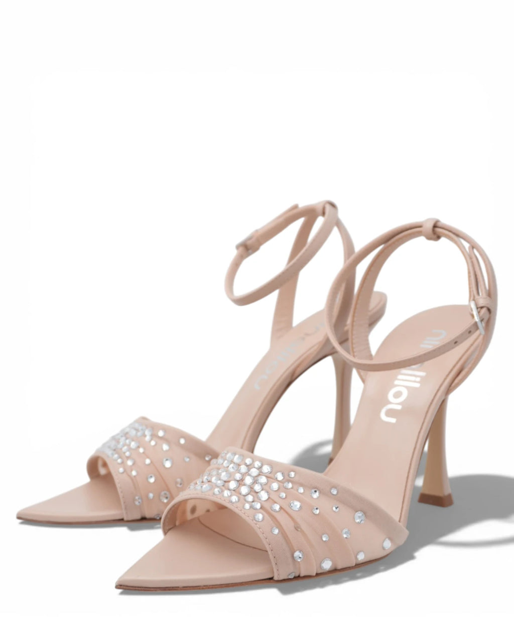 Peak 905 Heeled Sandal with Rhinestones - Nude Elegance
