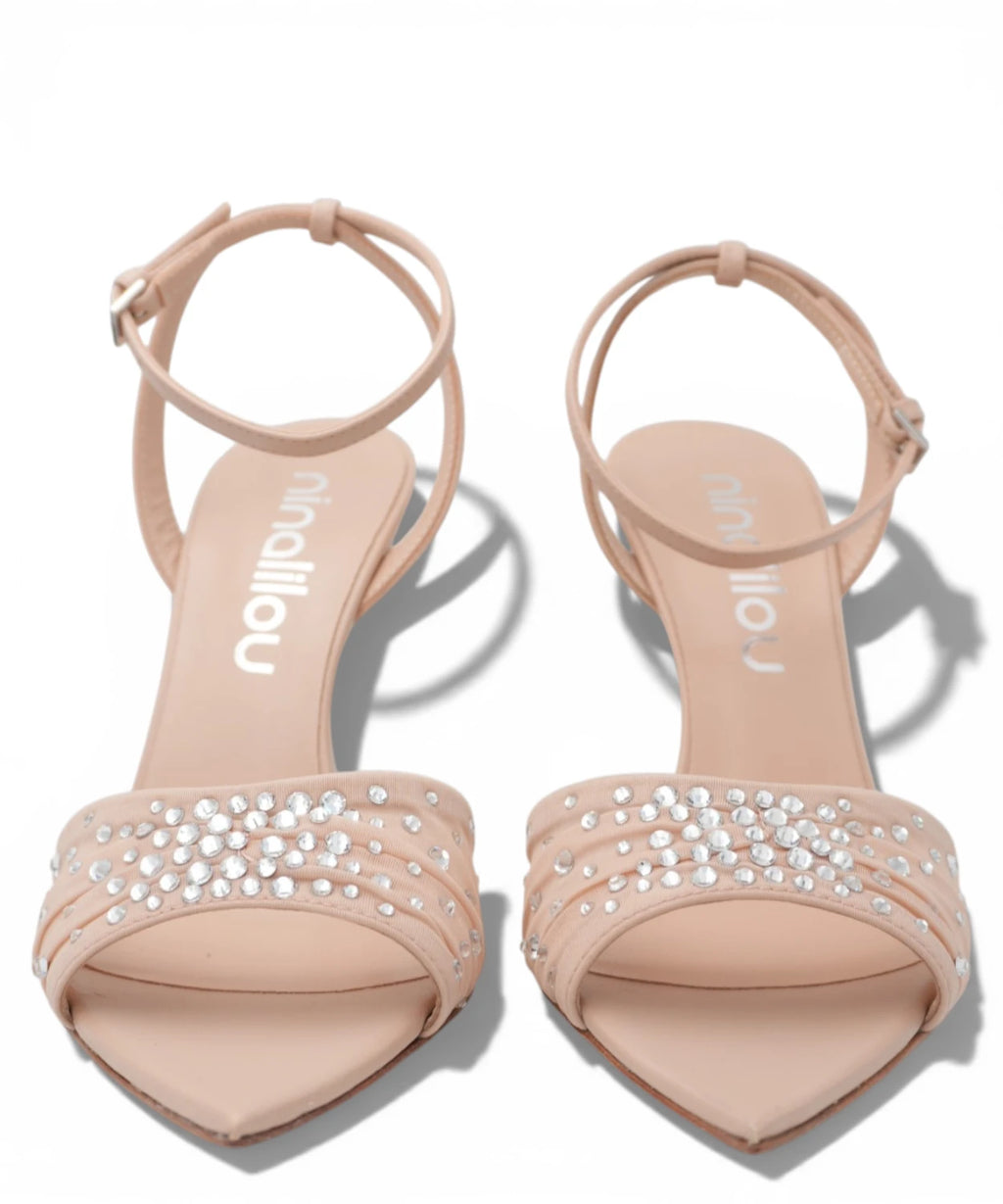 Peak 905 Heeled Sandal with Rhinestones - Nude Elegance