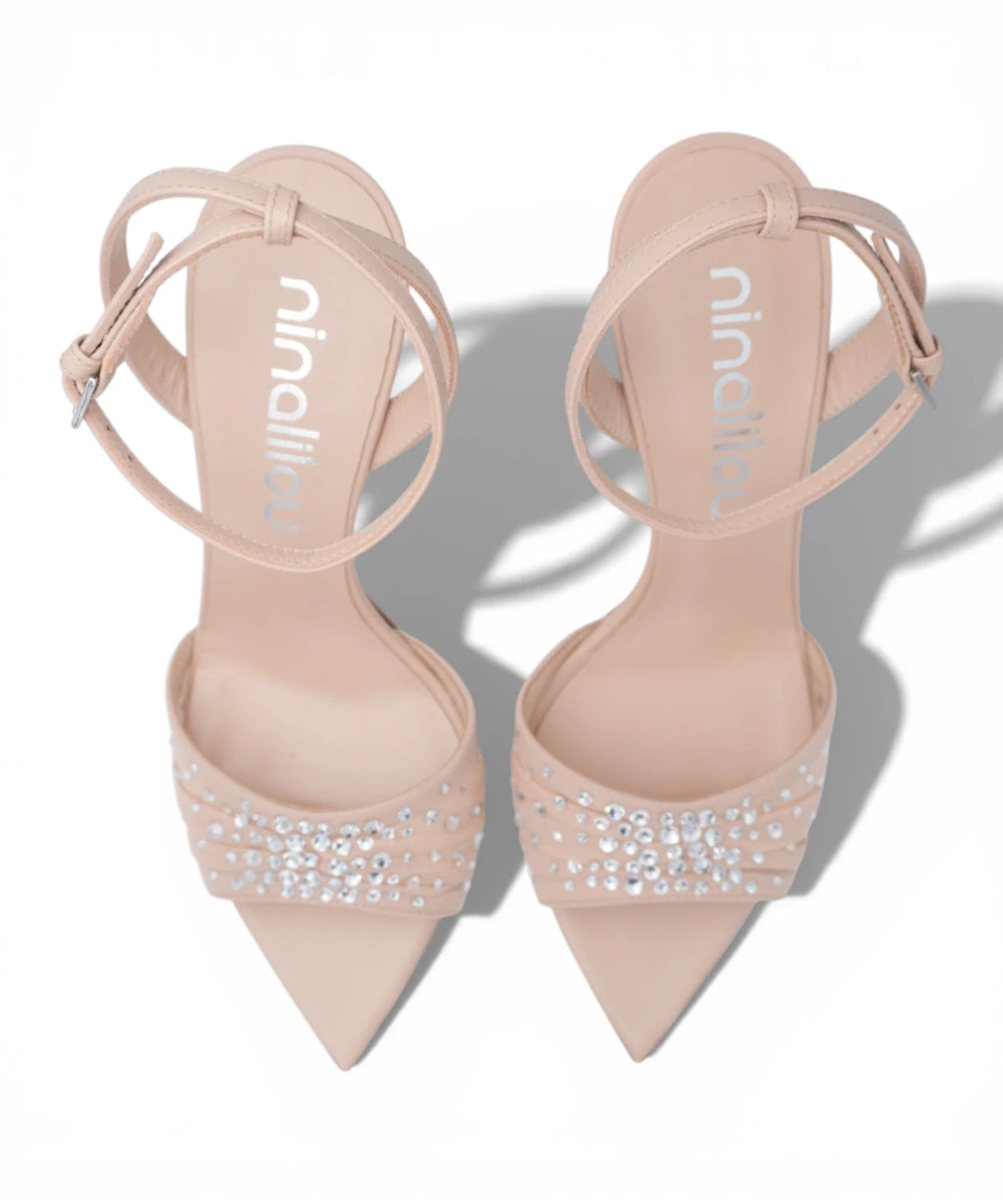 Peak 905 Heeled Sandal with Rhinestones - Nude Elegance
