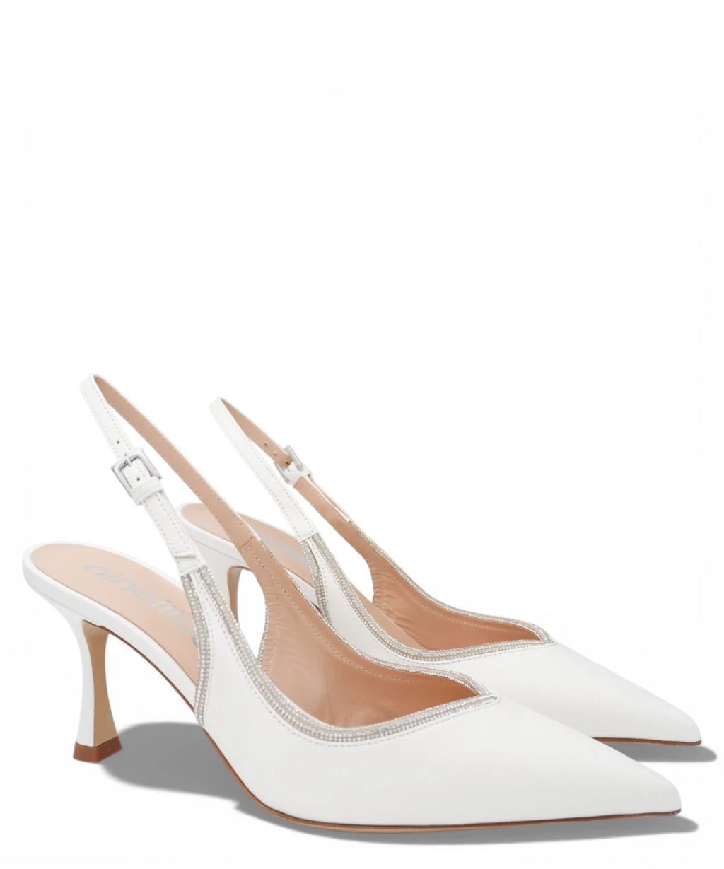 Ivory Slingbacks with Rhinestones - Elegant Ceremony Shoes