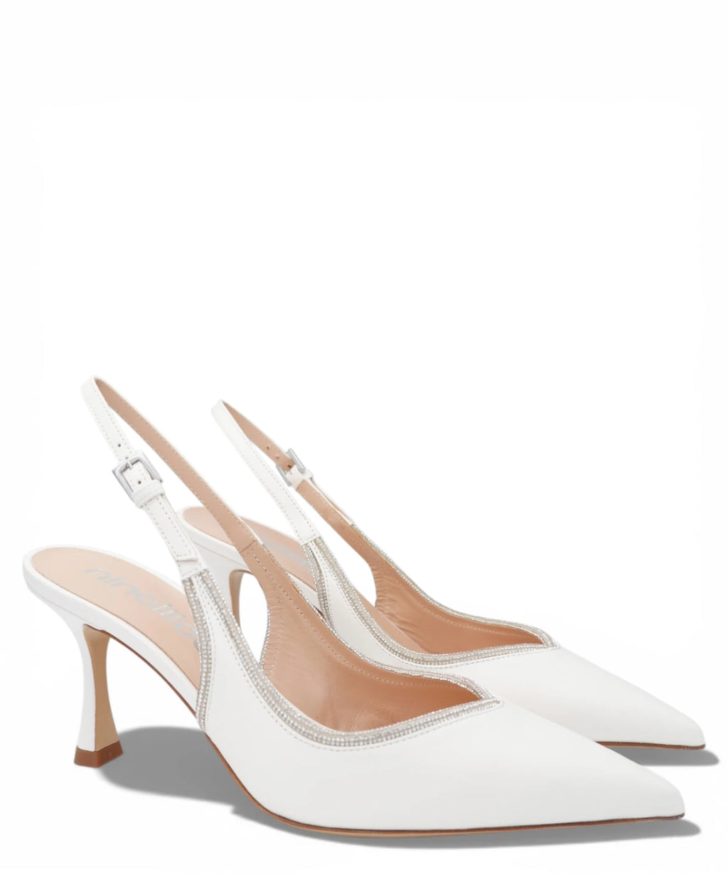 Ivory Slingbacks with Rhinestones - Elegant Ceremony Shoes