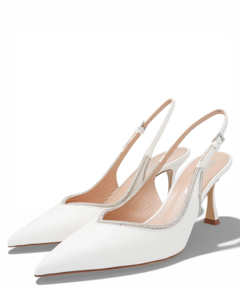 Ivory Slingbacks with Rhinestones - Elegant Ceremony Shoes