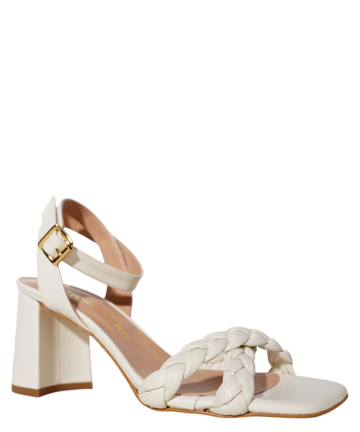 Sandalias de mujer con tacón ancho de 70 mm y tiras trenzadas