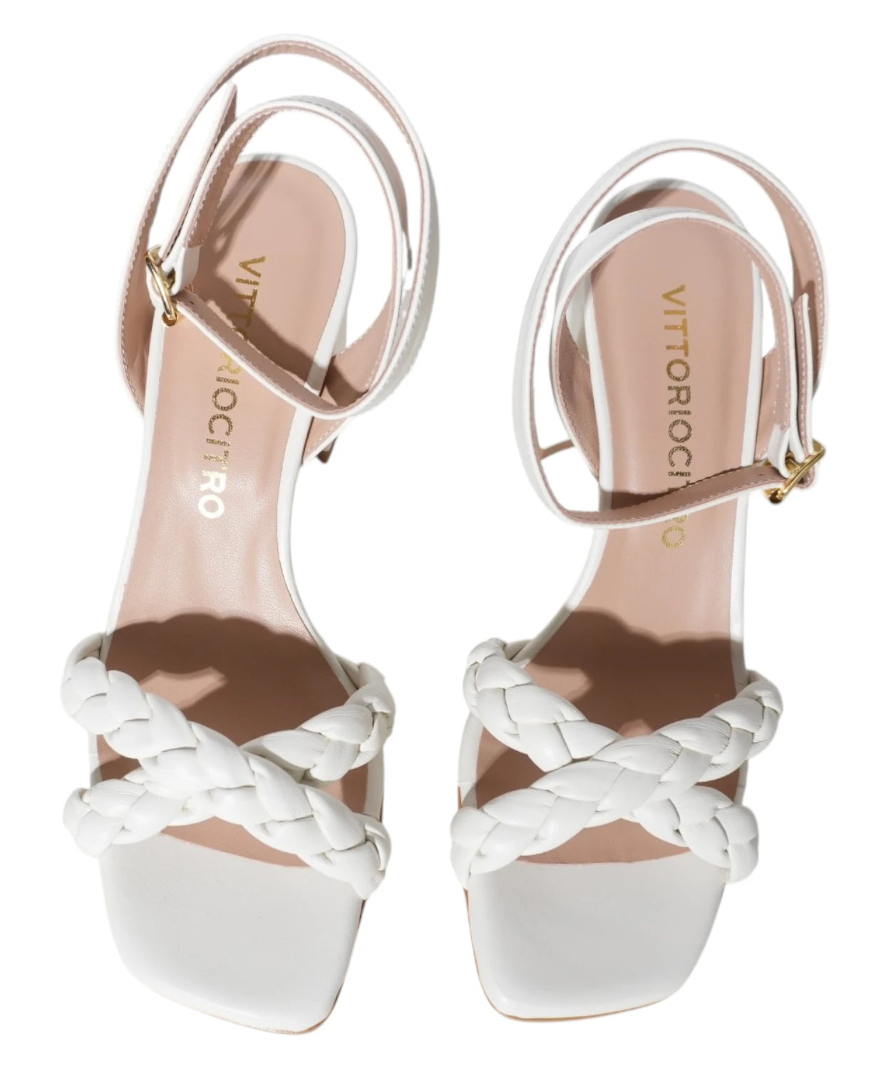 Sandalias de mujer con tacón ancho de 70 mm y tiras trenzadas