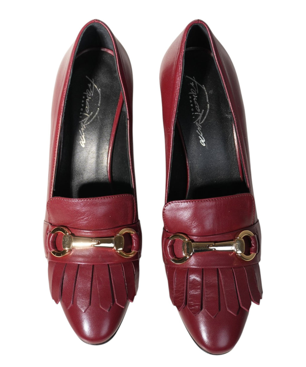 Czółenka damskie z nappa w kolorze rubinowym - Franco Russo