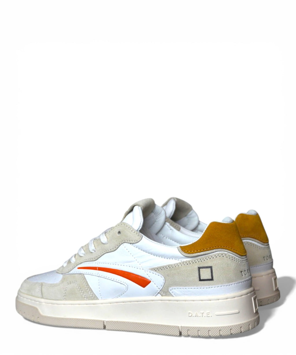 D.A.T.E. Tournament Pure Calf White Yellow Sneakers