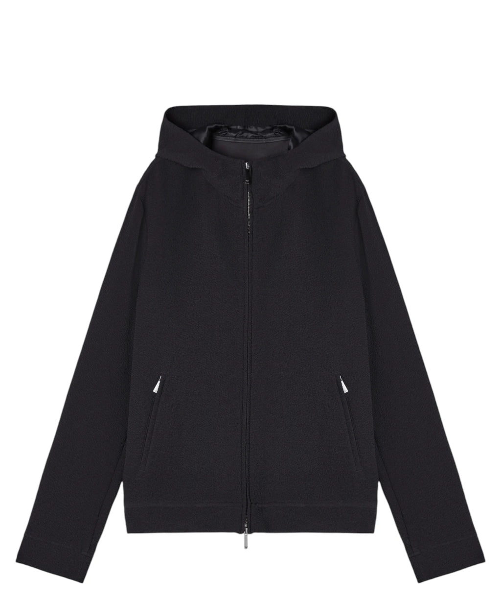 Emporio Armani Embossed Fabric Zip-Up Hoodie