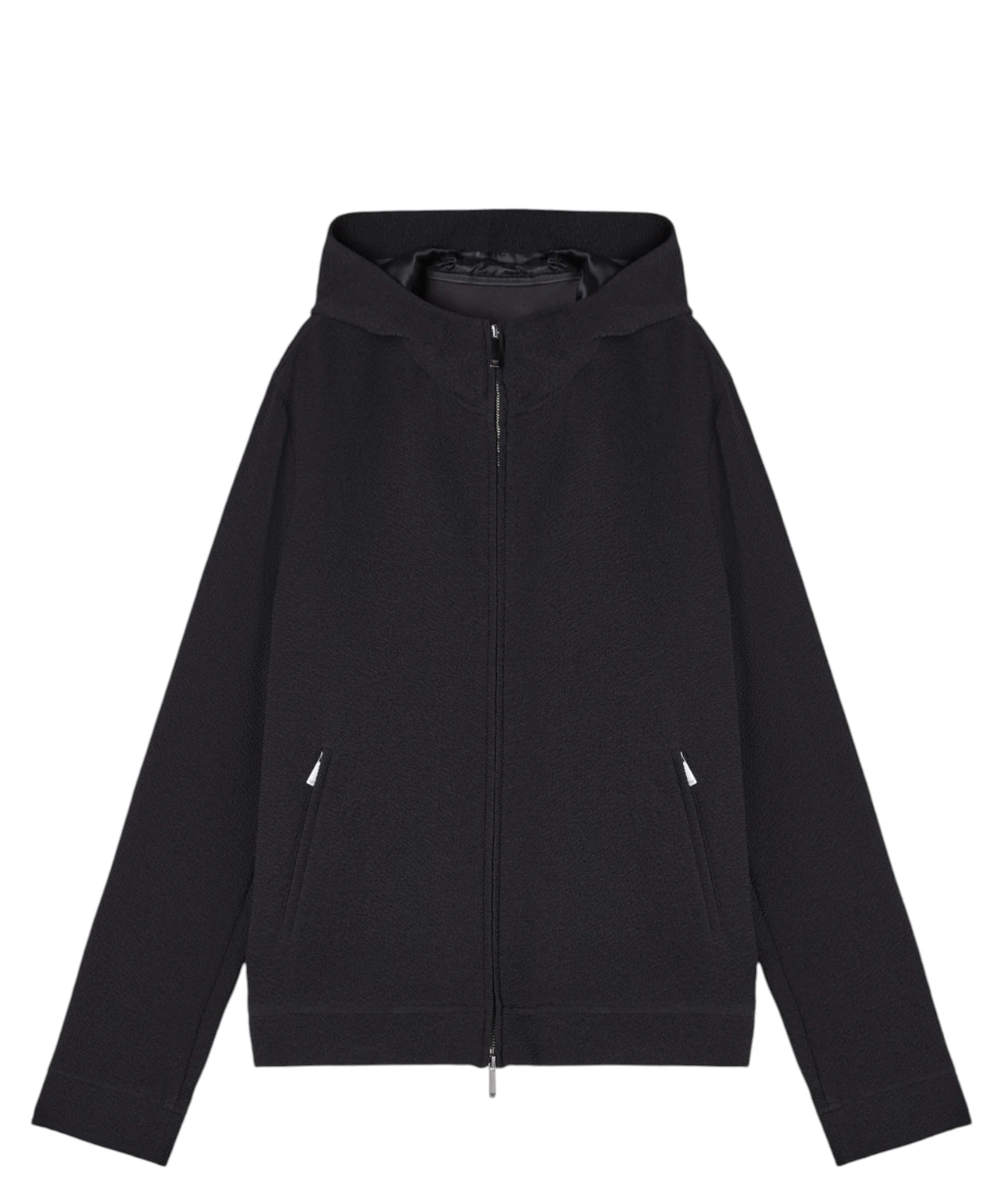Emporio Armani Blouson con Cappuccio in Tessuto Goffrato con Zip