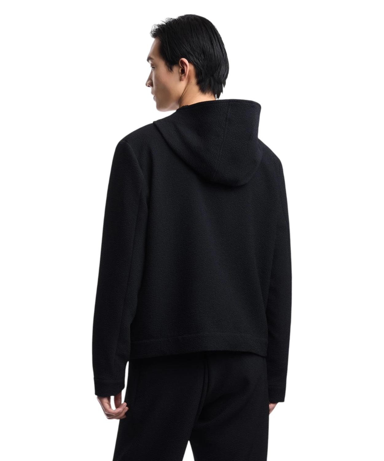 Emporio Armani Blouson con Cappuccio in Tessuto Goffrato con Zip