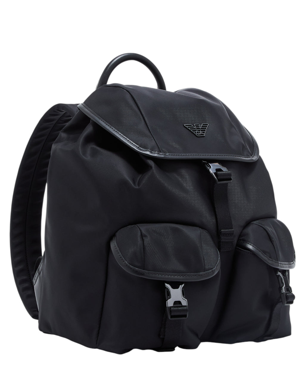 Emporio Armani Nylon and Regenerated Leather Backpack