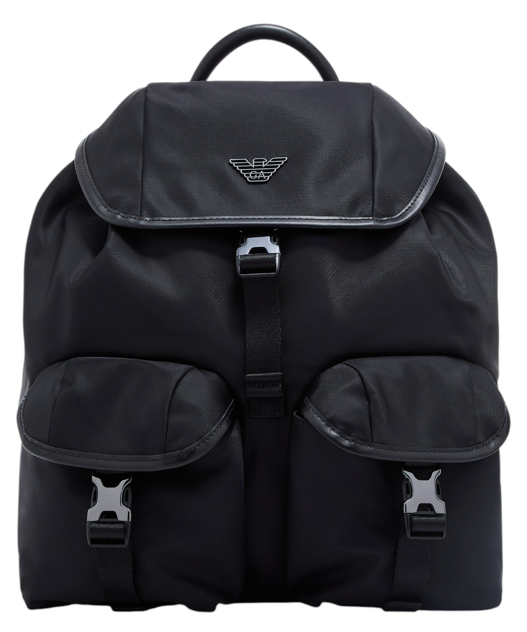 Emporio Armani Nylon and Regenerated Leather Backpack