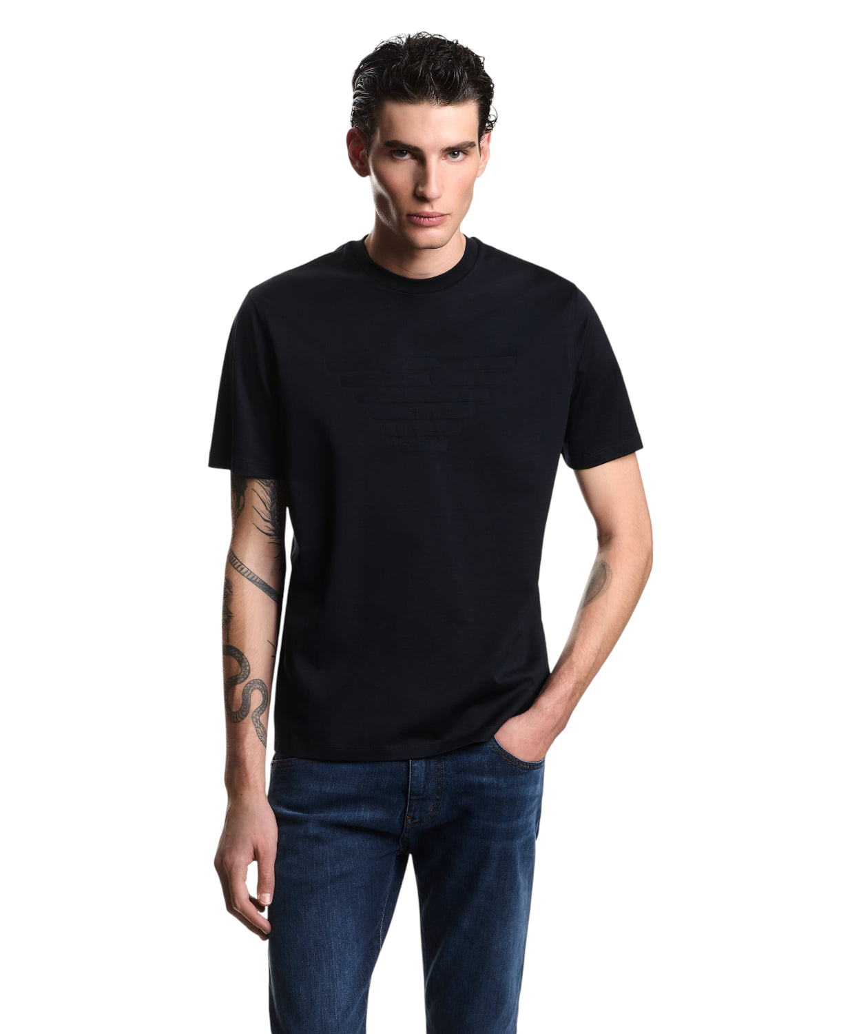 T-shirt uomo Emporio Armani con Logo Intarsiato