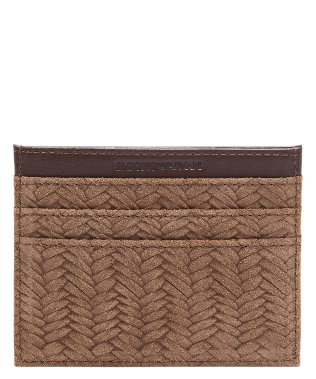 Embossed suede card holder ASV Emporio Armani