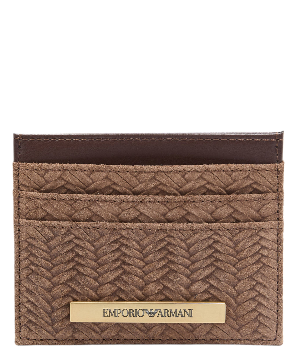Embossed suede card holder ASV Emporio Armani