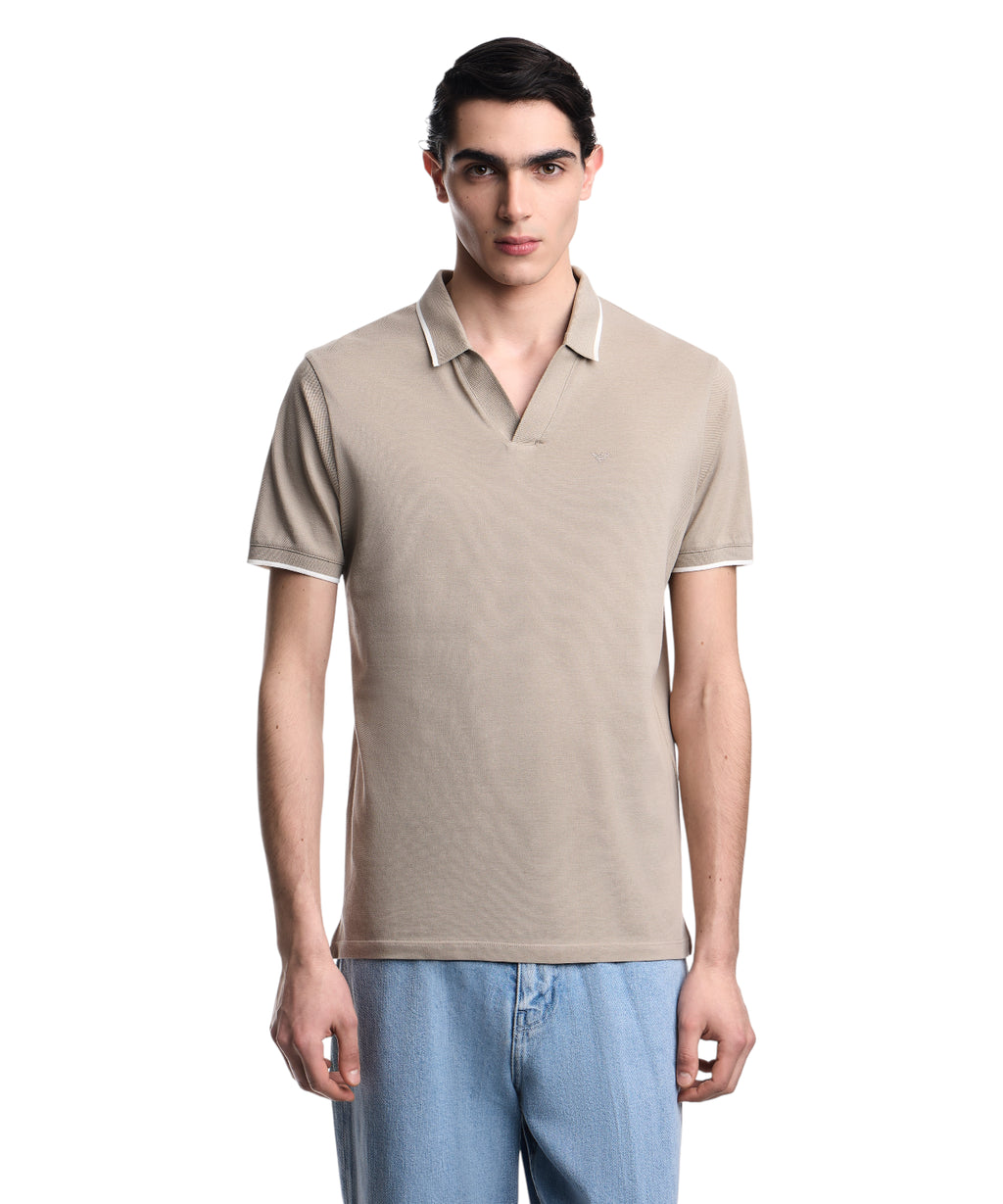 Polo Hombre Piqué de Algodón con Cuello en V
