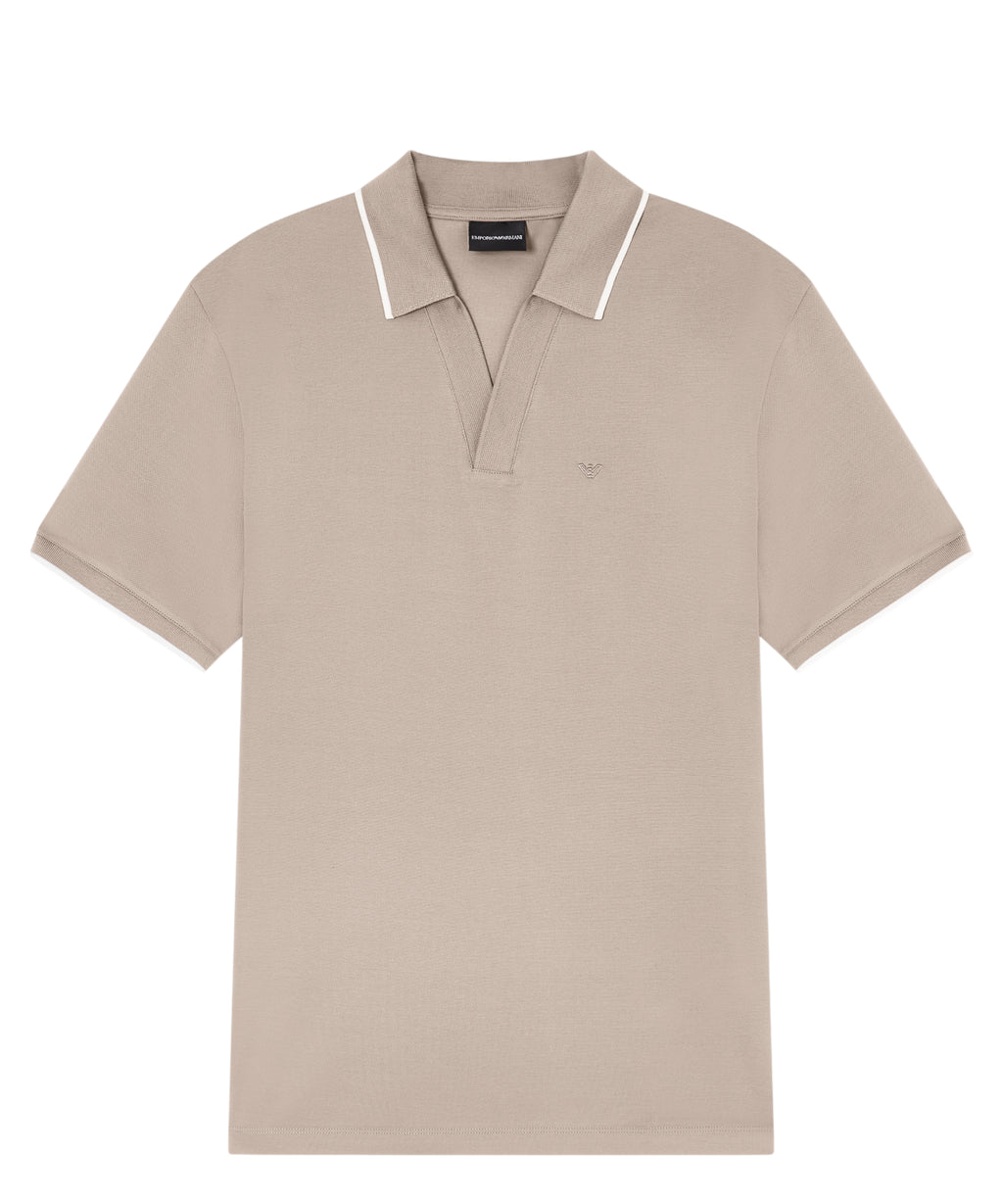 Polo Hombre Piqué de Algodón con Cuello en V
