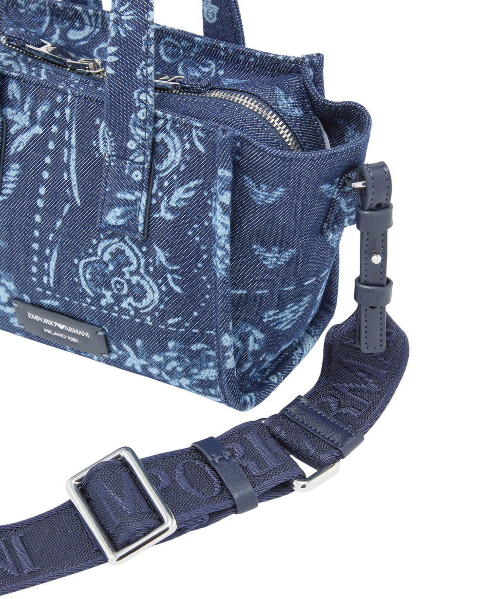Mini taske i canvas med bandana-print Emporio Armani