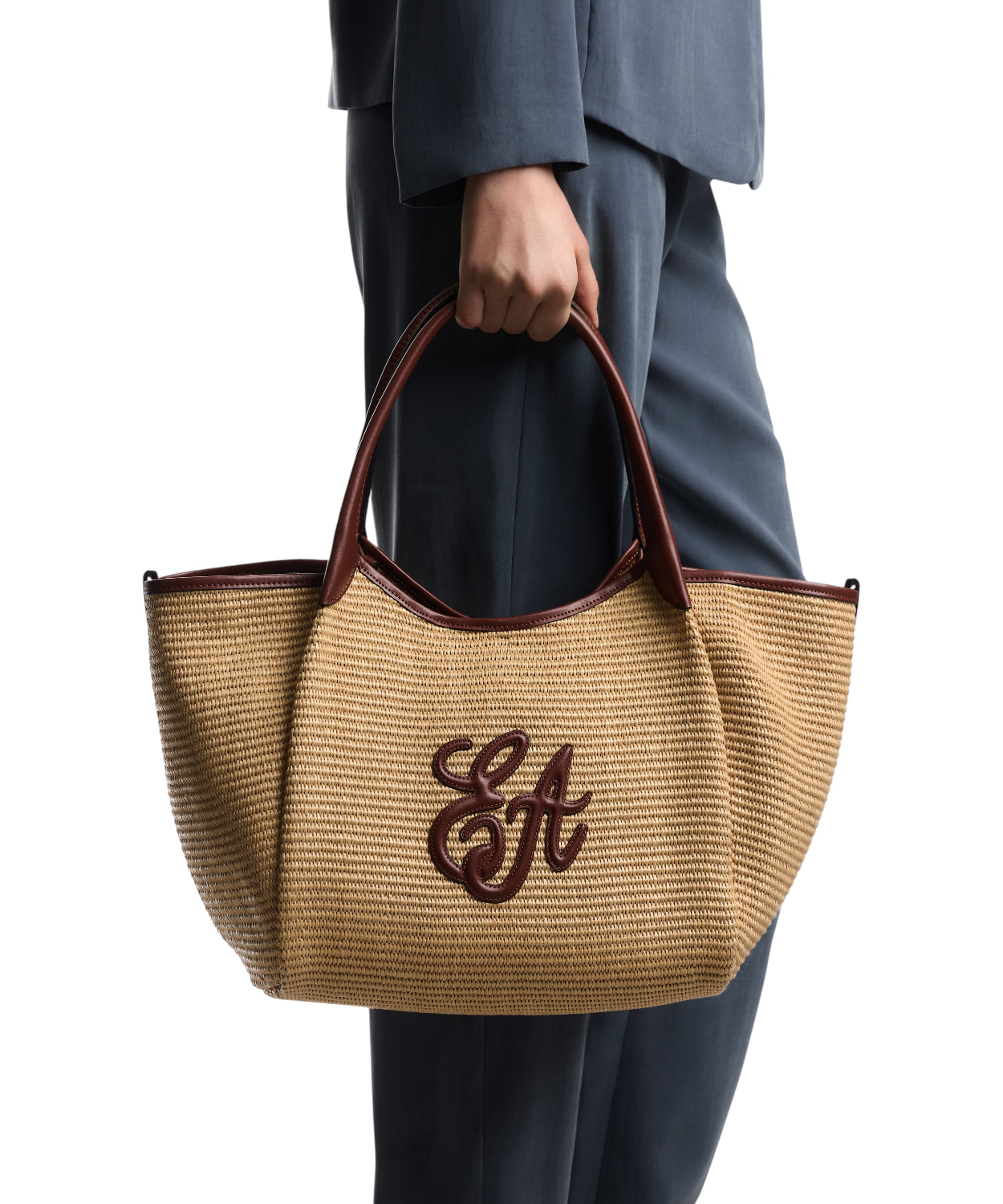 Borse a mano Emporio Armani Shopper Media in Paglia