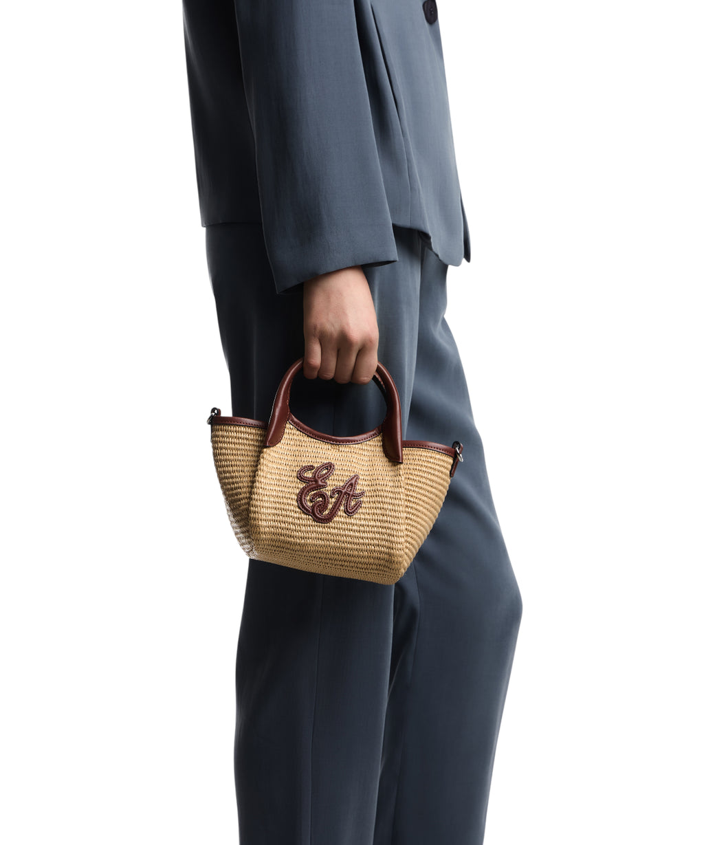 Mini kabelka Emporio Armani z pletené slámy