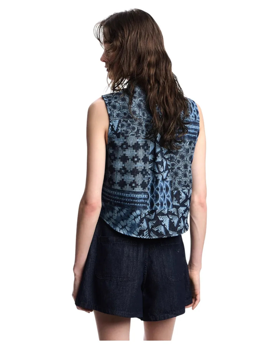 Shorts in Denim a Vita Alta con Fusciacca Stampata J77-Emporio Armani-Shorts-Vittorio Citro Boutique