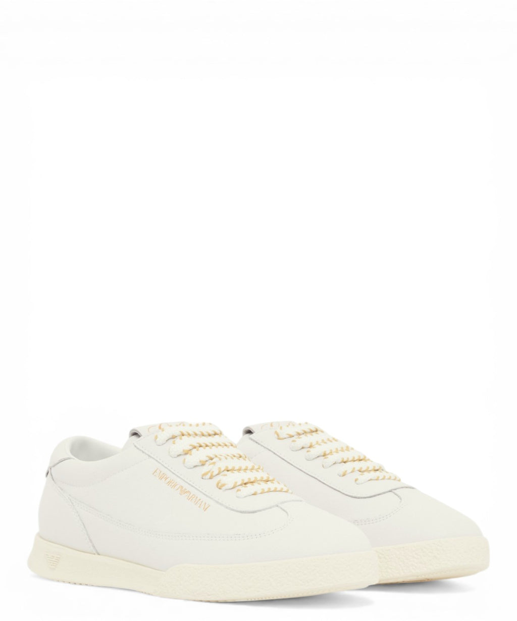 Emporio Armani calfskin sneakers with double laces