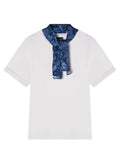 T-Shirt Donna Cotone Pima con Collo Foulard Paisley