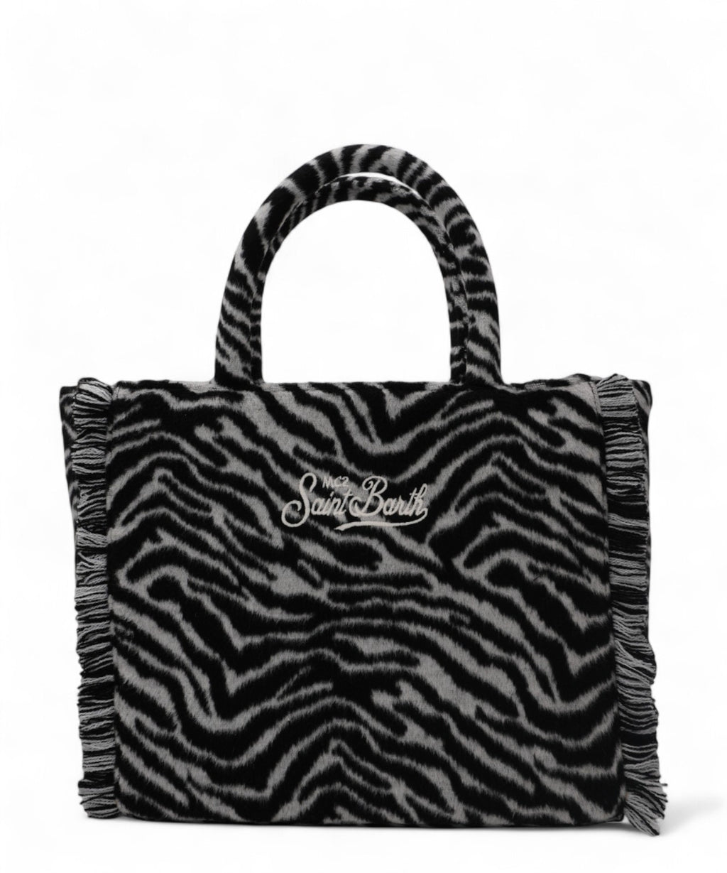 Colette Felt zebrata – borsa a mano in misto lana con tracolla
